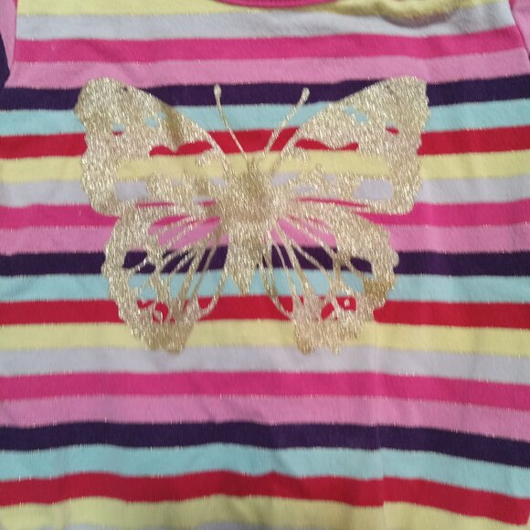 H&M HM Gold Butterfly Light Jersey Knit Dress Sz 9-12 Months Rainbow Stripe - Picture 2 of 8